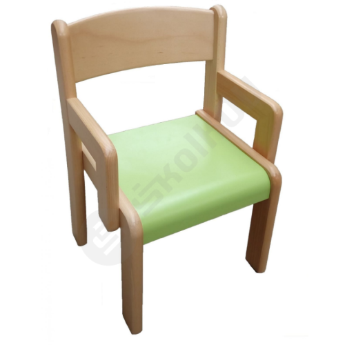 Dřevěná židlička - umakartový sedák barevný s područky